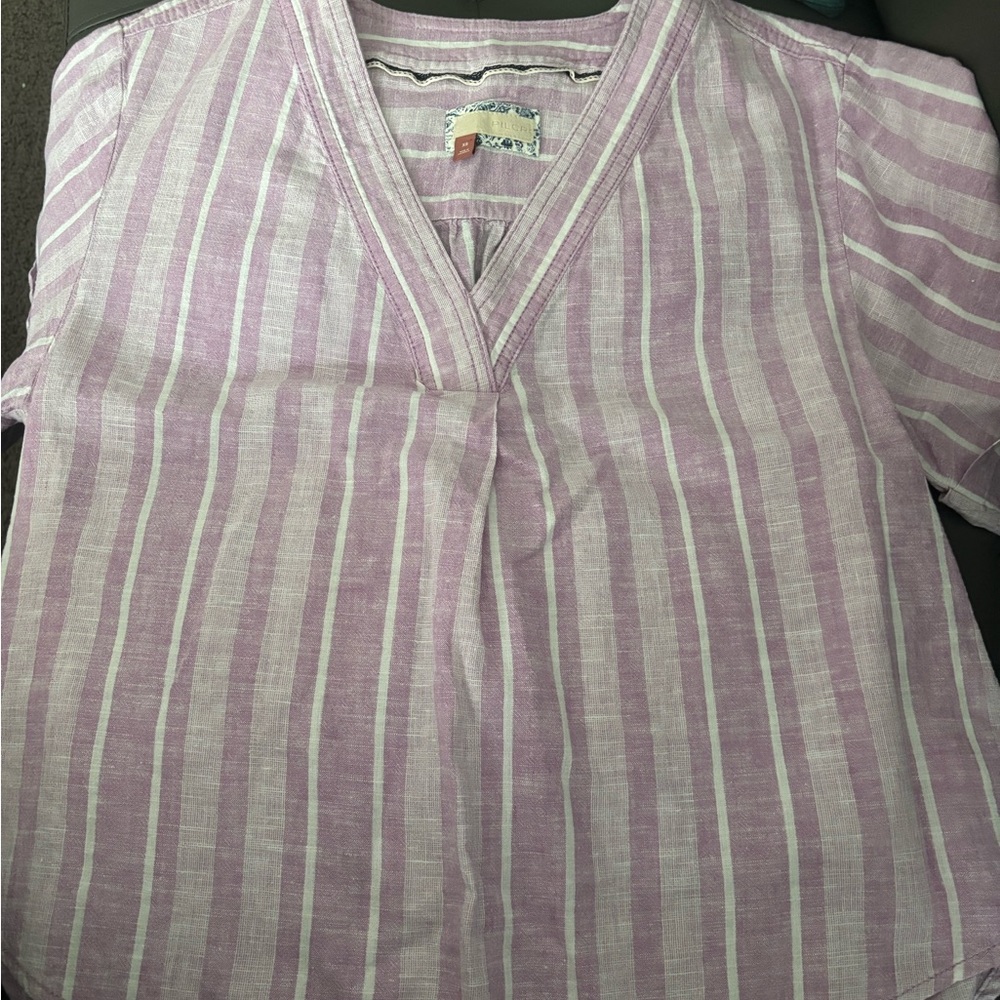 Pilcro Lavender and White Striped Blouse